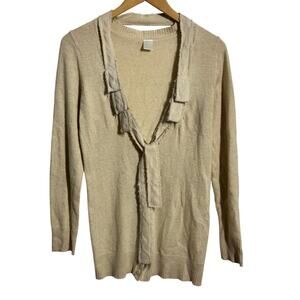 Women Angora Blend Sweater Tan S Minimal Modest Quite Luxury Cottage Boho